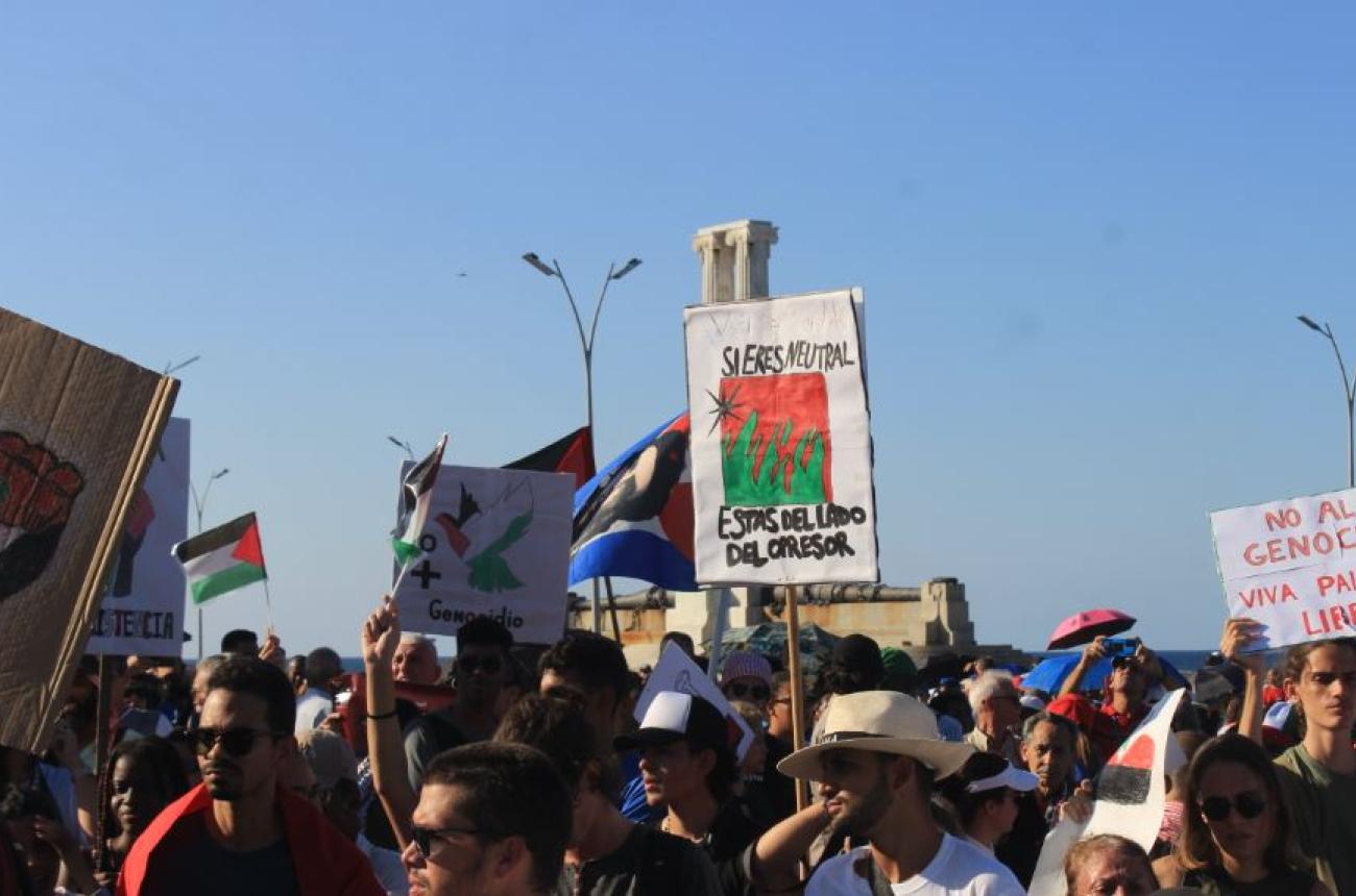 Marcha en apoyo a Palestina en La Habana